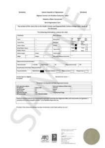 Afghan Birth Certificate Certified Translation