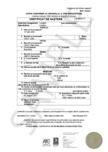 Romanian Birth Certificate Certified Translation